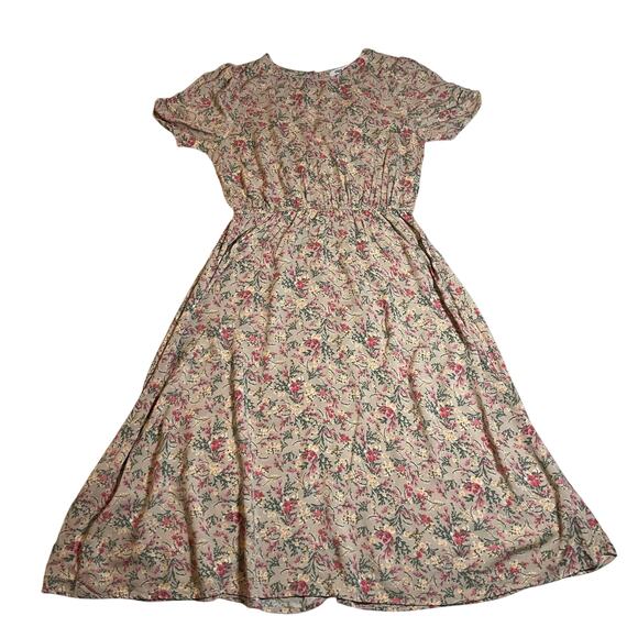 Mimi Chica Crewneck Floral Print Midi Length Size L Cottagecore Boho Colorful - Picture 1 of 11